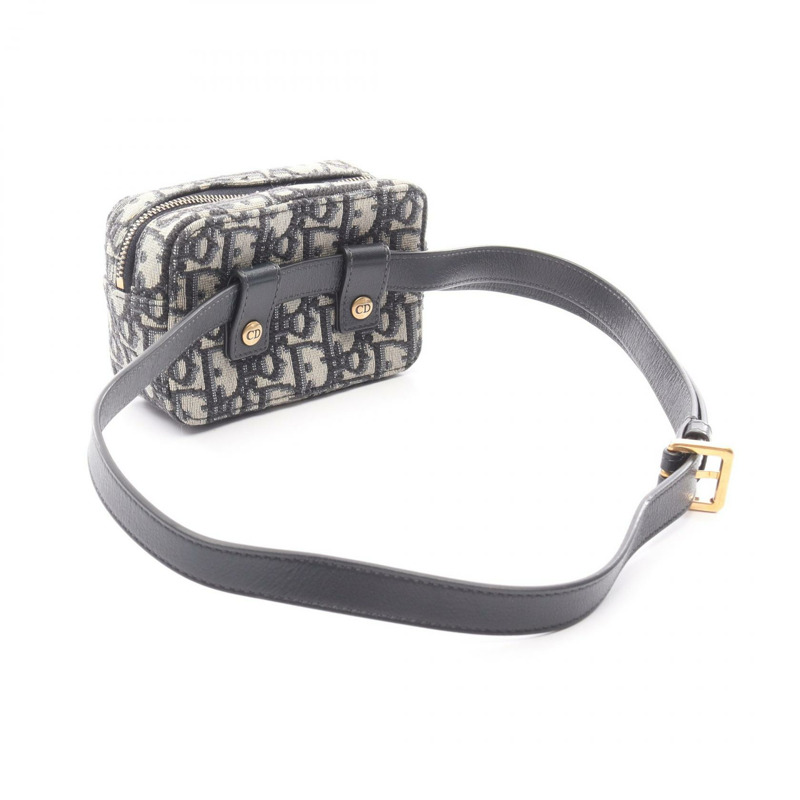 Dior Mini Oblique Jacquard 腰包 S5446CTZQ 帆布皮革 米色 海軍藍 二手-1