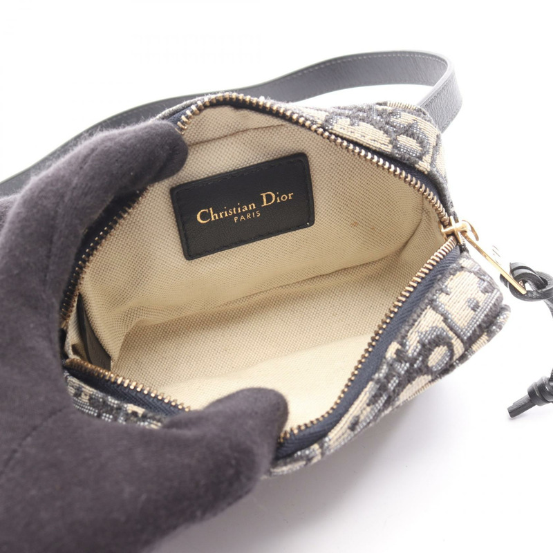 Dior Mini Oblique Jacquard 腰包 S5446CTZQ 帆布皮革 米色 海軍藍 二手-2