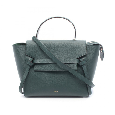 CELINE BELT MINI 單肩手提包 皮革 綠色 二手 女士