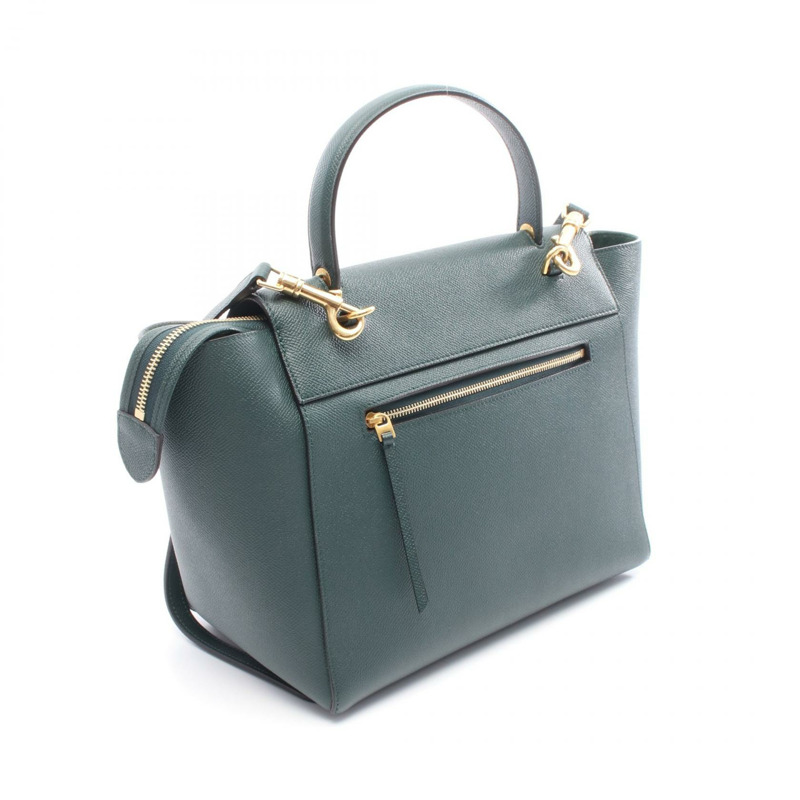 CELINE BELT MINI 單肩手提包 皮革 綠色 二手 女士-1