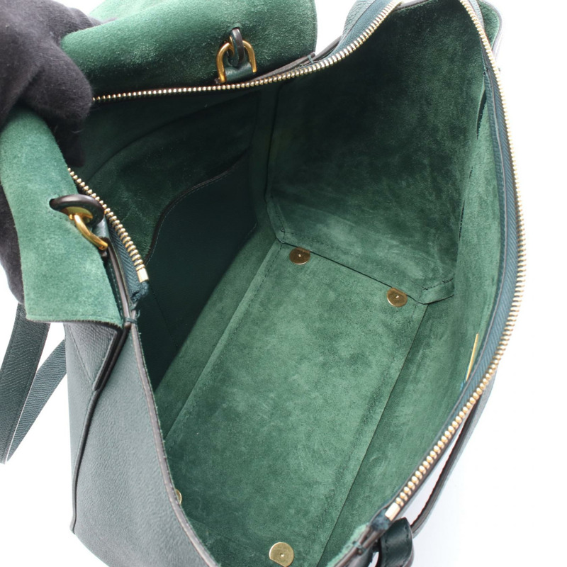 CELINE BELT MINI 單肩手提包 皮革 綠色 二手 女士-2