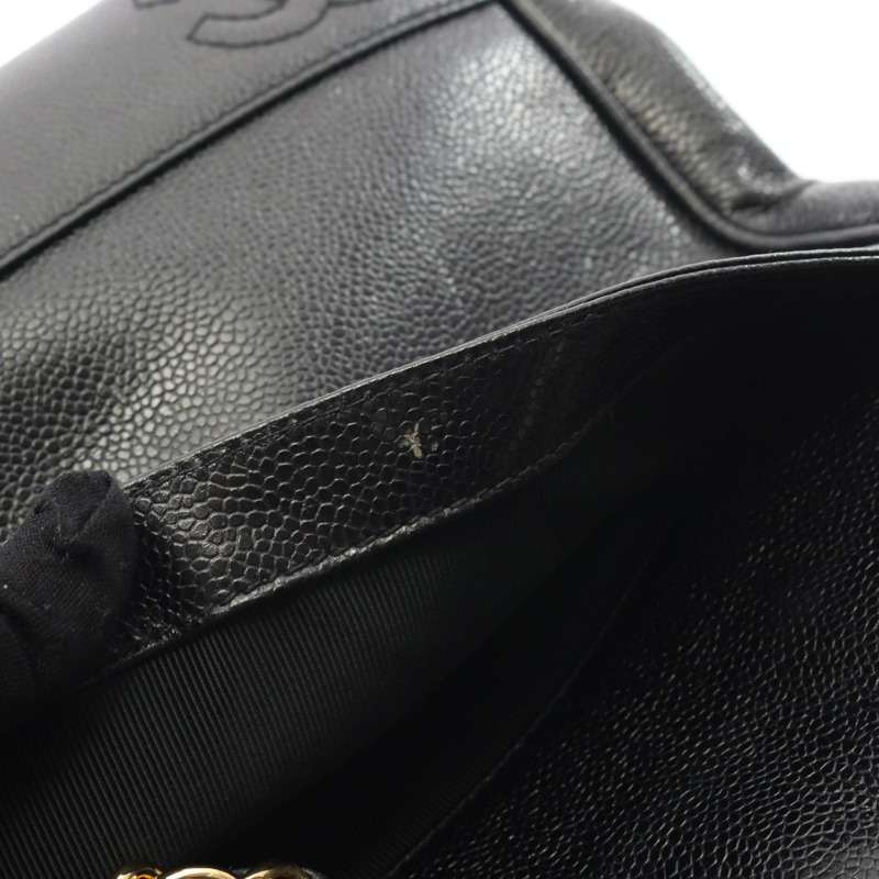 香奈兒三重 COCO 標誌手提鏈條單肩背包，小牛皮材質，黑色，二手，金色五金-9
