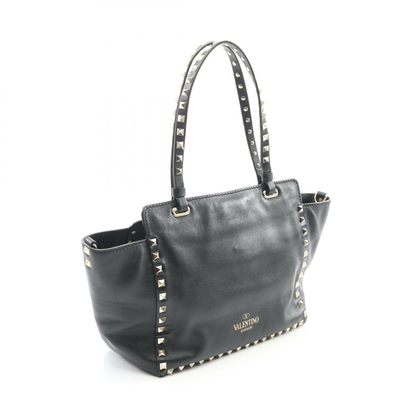 Valentino 鉚釘雙肩手提包，黑色真皮，二手女款-1