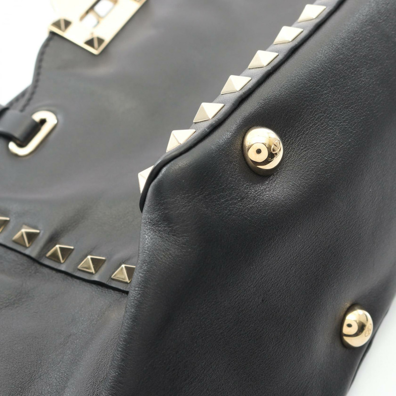 Valentino 鉚釘雙肩手提包，黑色真皮，二手女款-5