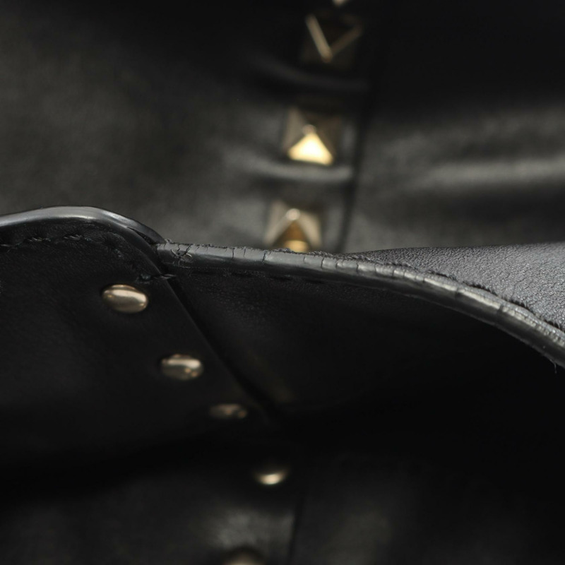 Valentino 鉚釘雙肩手提包，黑色真皮，二手女款-6