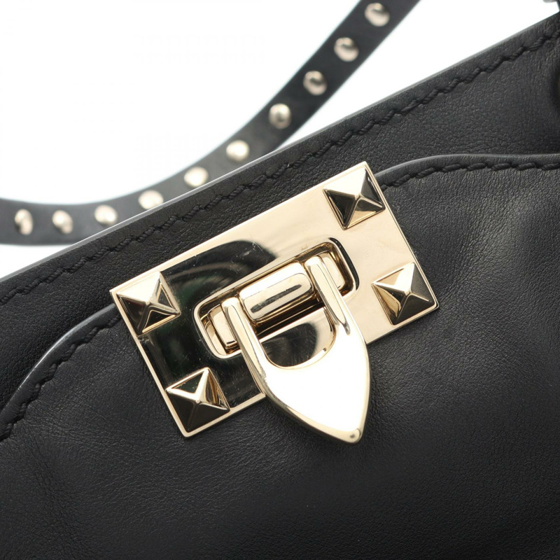 Valentino 鉚釘雙肩手提包，黑色真皮，二手女款-9