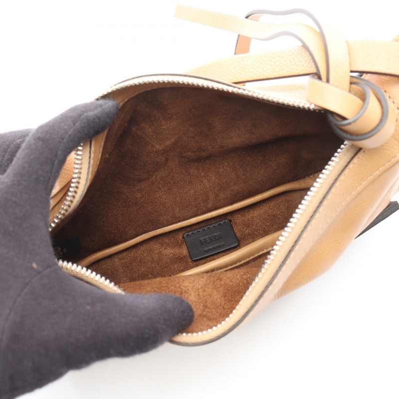 FENDI Simply FENDY 迷你肩背包 8BS097 皮革 米色 自然色 二手 女士-2