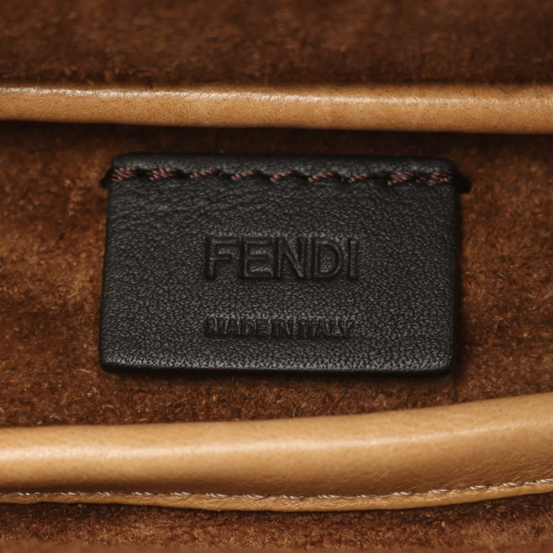 FENDI Simply FENDY 迷你肩背包 8BS097 皮革 米色 自然色 二手 女士-3