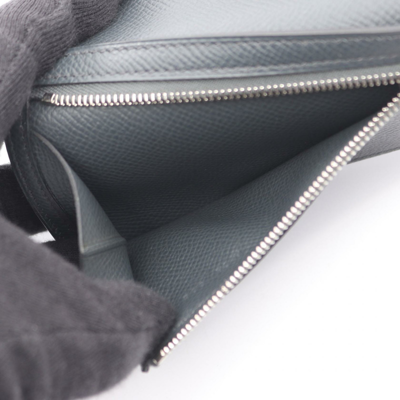 愛馬仕 BEARN 緊湊型雙折皮夾，Epsom 皮革，灰褐色，二手，帶五金配件-3