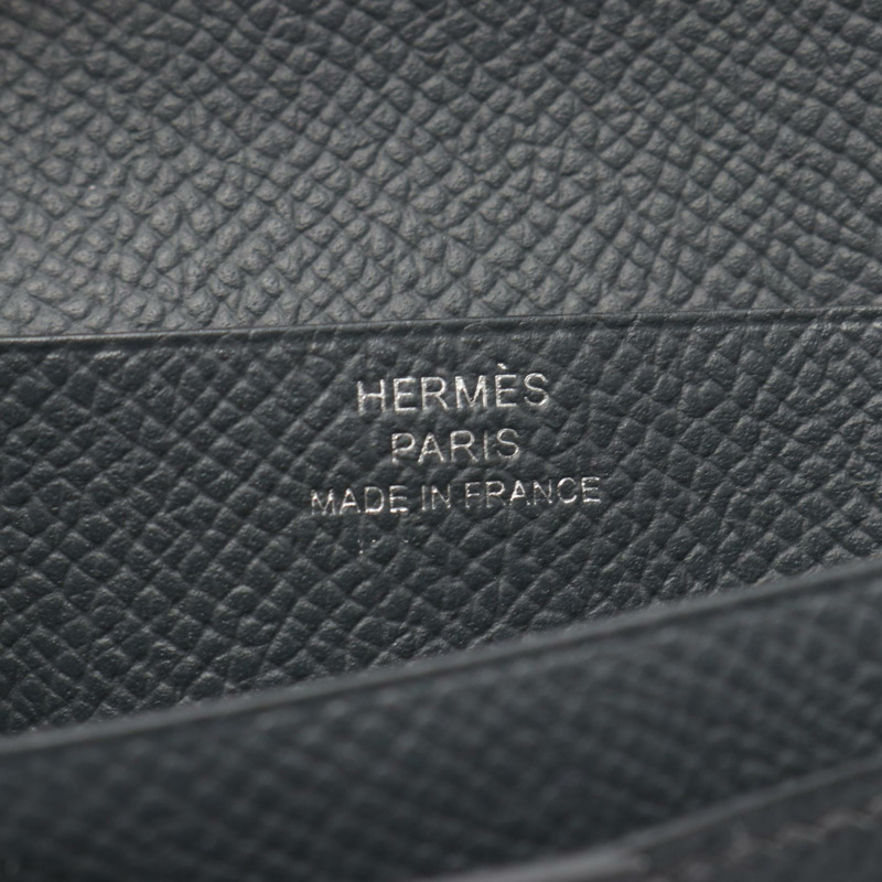 愛馬仕 BEARN 緊湊型雙折皮夾，Epsom 皮革，灰褐色，二手，帶五金配件-4