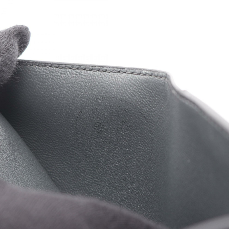 愛馬仕 BEARN 緊湊型雙折皮夾，Epsom 皮革，灰褐色，二手，帶五金配件-6