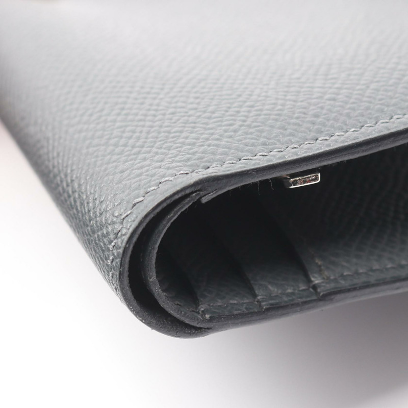 愛馬仕 BEARN 緊湊型雙折皮夾，Epsom 皮革，灰褐色，二手，帶五金配件-9