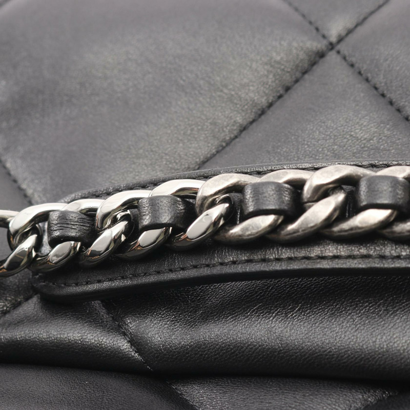 香奈兒 19 dix-neuf Matelasse 鏈條斜背包 AS1160 皮革 黑色 二手-7