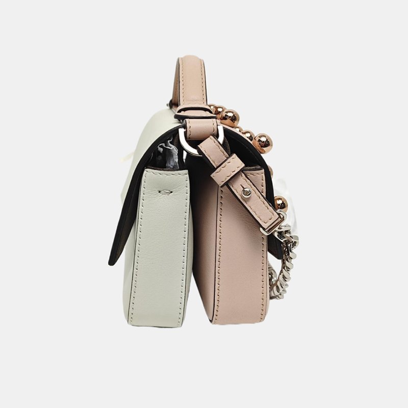 FENDI粉色牛皮斜挎包單肩包銀色玫瑰金五金可拆卸肩帶配件齊全-2