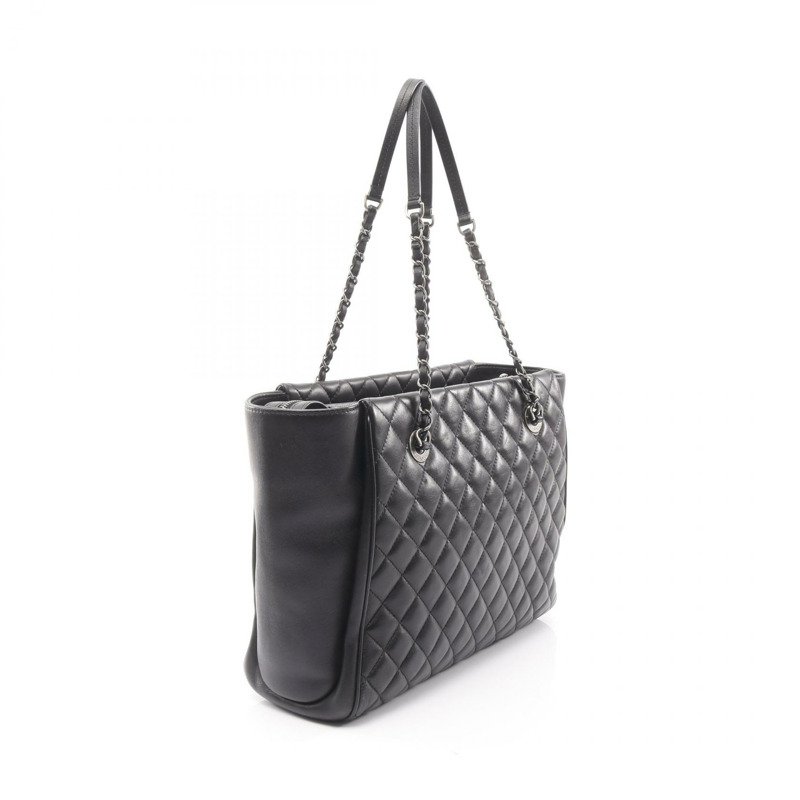 香奈兒 (CHANEL) 絎縫鏈條肩背包，羊皮材質，黑色，二手，女士 Coco CC 標誌-1