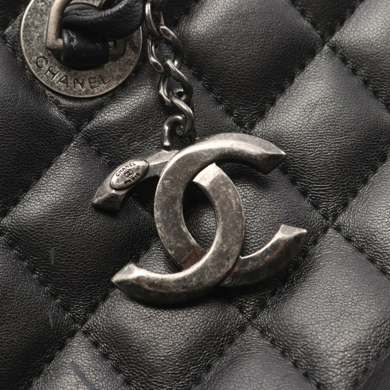 香奈兒 (CHANEL) 絎縫鏈條肩背包，羊皮材質，黑色，二手，女士 Coco CC 標誌-8