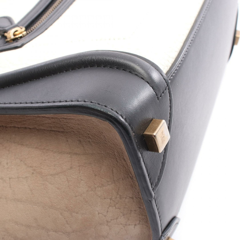 CELINE Luggage 迷你購物手提包，黑色、白色、灰色皮革，二手女款-4