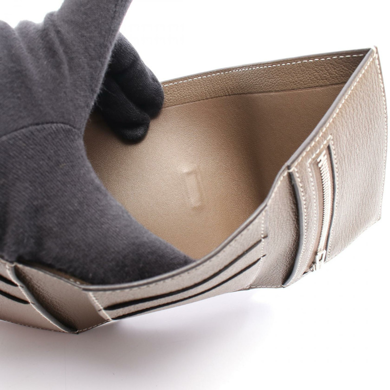 愛馬仕 Bearn Combine 三折皮夾 Z 字形皮夾 山羊皮 SHW 灰褐色 二手 女士-5