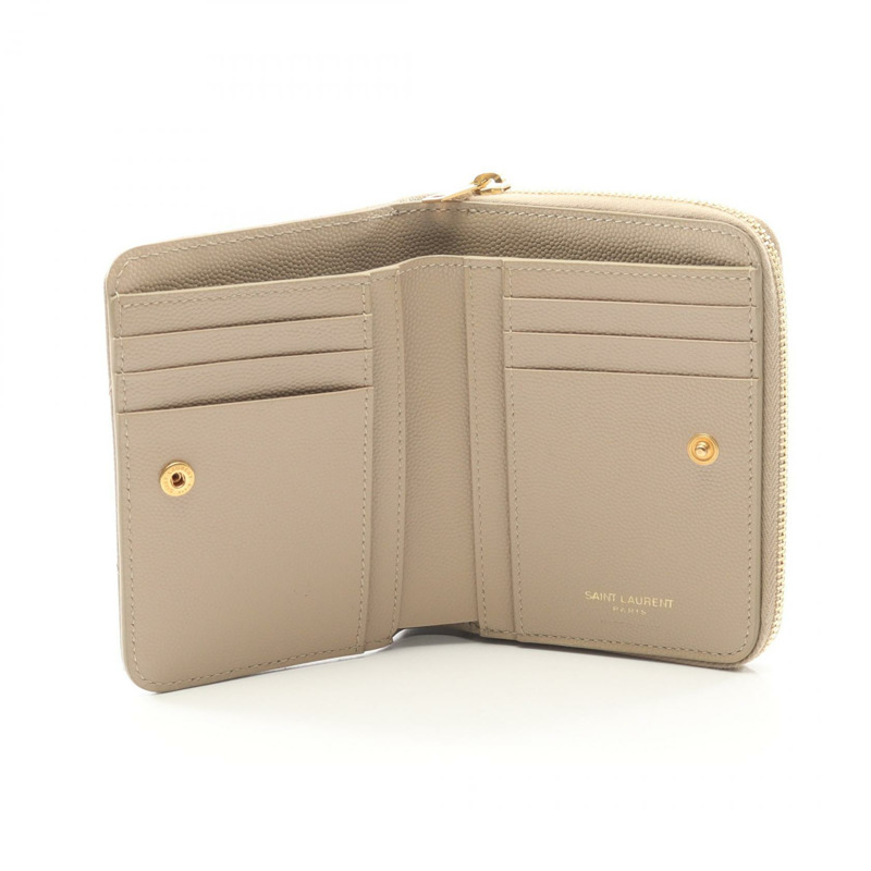 SAINT LAURENT PARIS Monogram 雙折皮夾 668288BOW012721 皮革 米色 二手-2