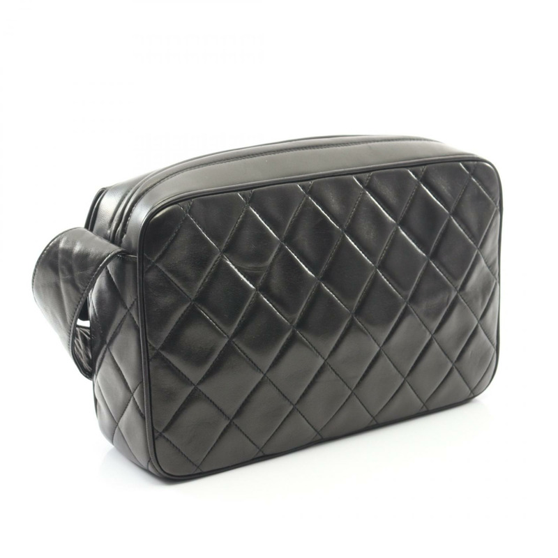 香奈兒 (CHANEL) Matelasse 羊皮單肩包，黑色，二手，女士，金色五金，CC-1