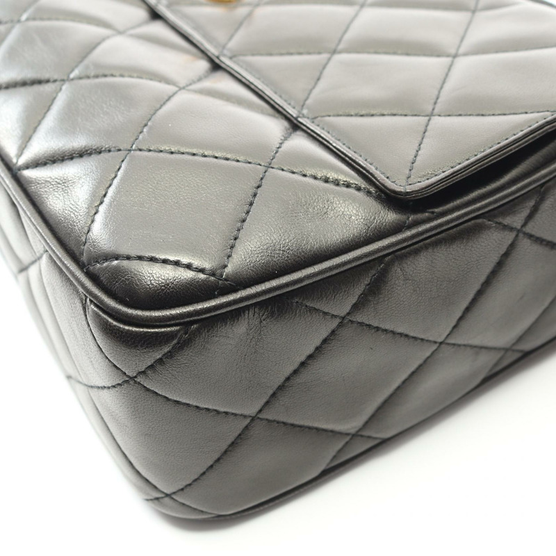 香奈兒 (CHANEL) Matelasse 羊皮單肩包，黑色，二手，女士，金色五金，CC-5