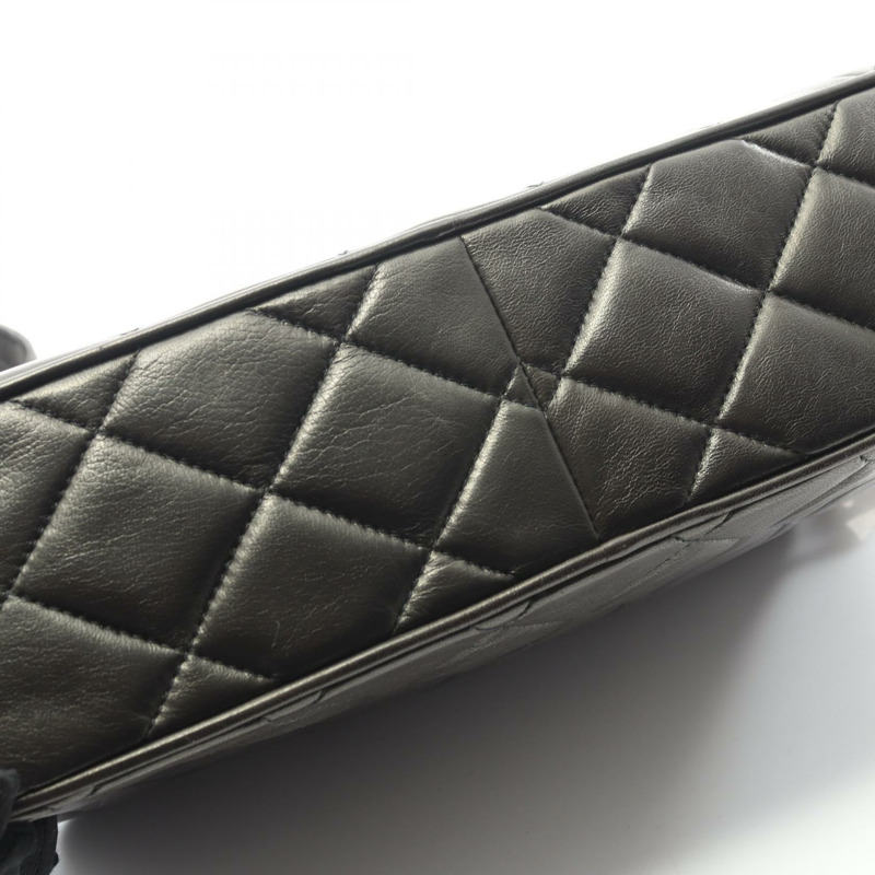 香奈兒 (CHANEL) Matelasse 羊皮單肩包，黑色，二手，女士，金色五金，CC-6