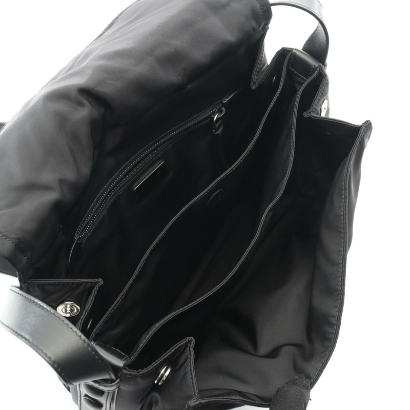 PRADA 中型加墊尼龍斜背單肩包 1BD255 黑色尼龍皮革-2