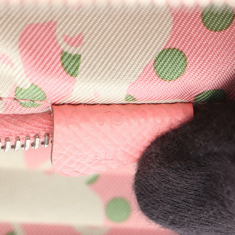 HERMES Azap Compact Silkin 圓形皮夾 Epsom 皮革玫瑰五彩紙屑二手 SHW Y-4