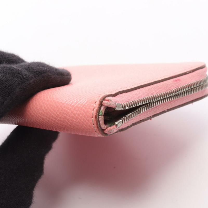 HERMES Azap Compact Silkin 圓形皮夾 Epsom 皮革玫瑰五彩紙屑二手 SHW Y-8