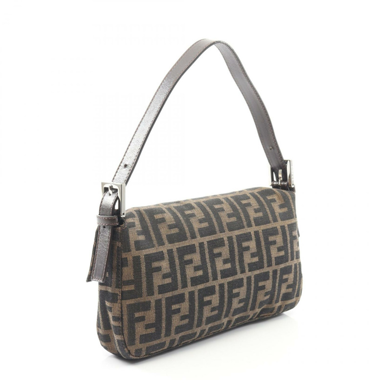 FENDI Mamma 水桶包 Zucca 單肩手提包 帆布皮革棕色 二手女士-1