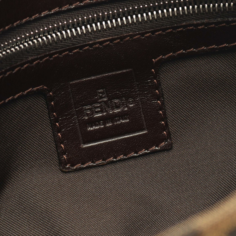 FENDI Mamma 水桶包 Zucca 單肩手提包 帆布皮革棕色 二手女士-3