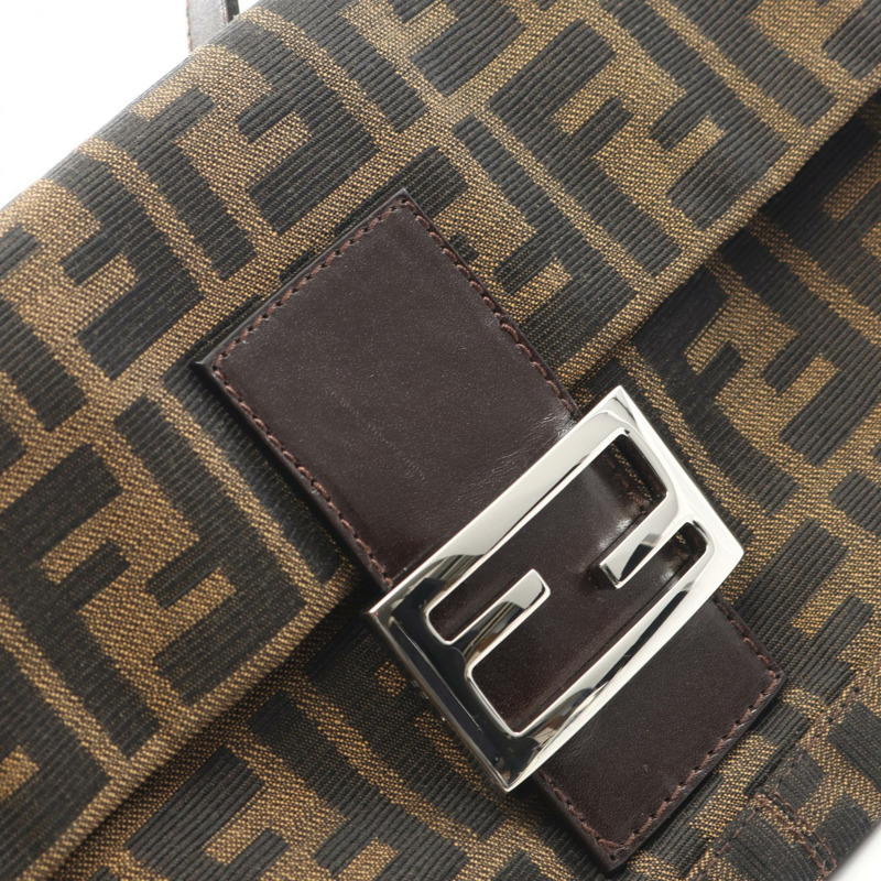 FENDI Mamma 水桶包 Zucca 單肩手提包 帆布皮革棕色 二手女士-6