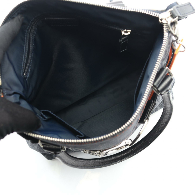 Dior Flightline Trotter 手提包，牛仔皮革，海軍藍、黑色、橙色，二手女款-2