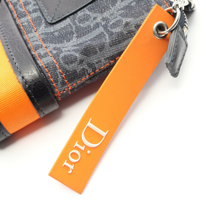 Dior Flightline Trotter 手提包，牛仔皮革，海軍藍、黑色、橙色，二手女款-6