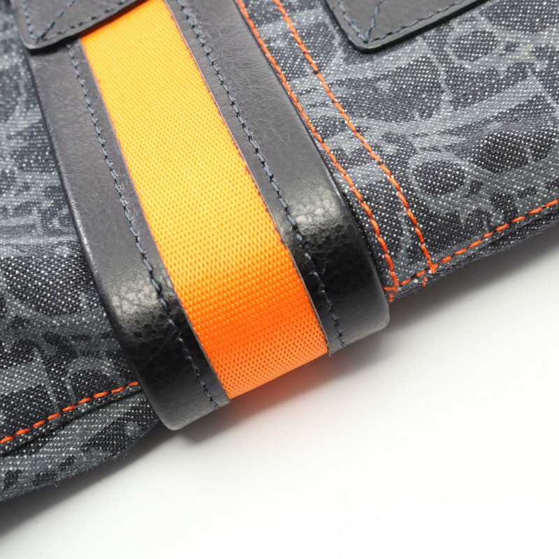 Dior Flightline Trotter 手提包，牛仔皮革，海軍藍、黑色、橙色，二手女款-7