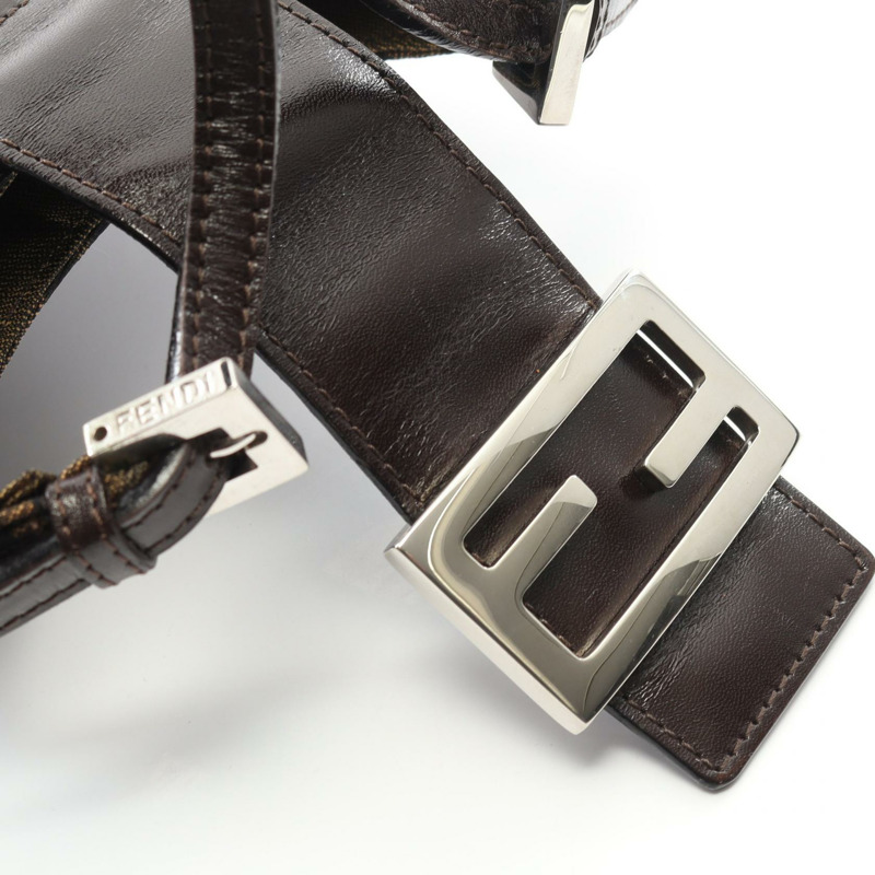 FENDI Zucca 肩背包 帆布皮革 棕色 二手 女士-5