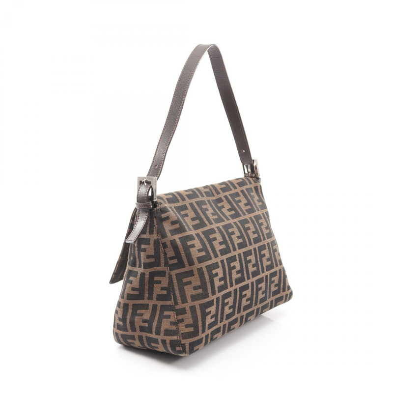 FENDI Mamma 水桶肩背包 帆布皮革 棕色 黑色 二手 女士-1