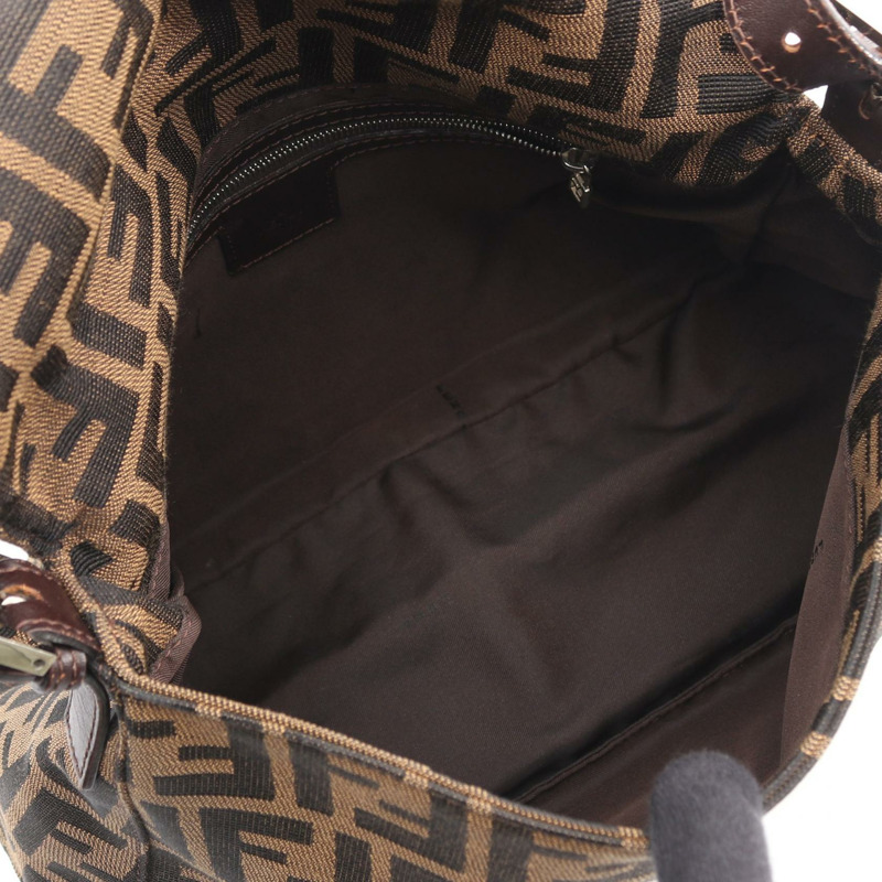 FENDI Mamma 水桶肩背包 帆布皮革 棕色 黑色 二手 女士-2