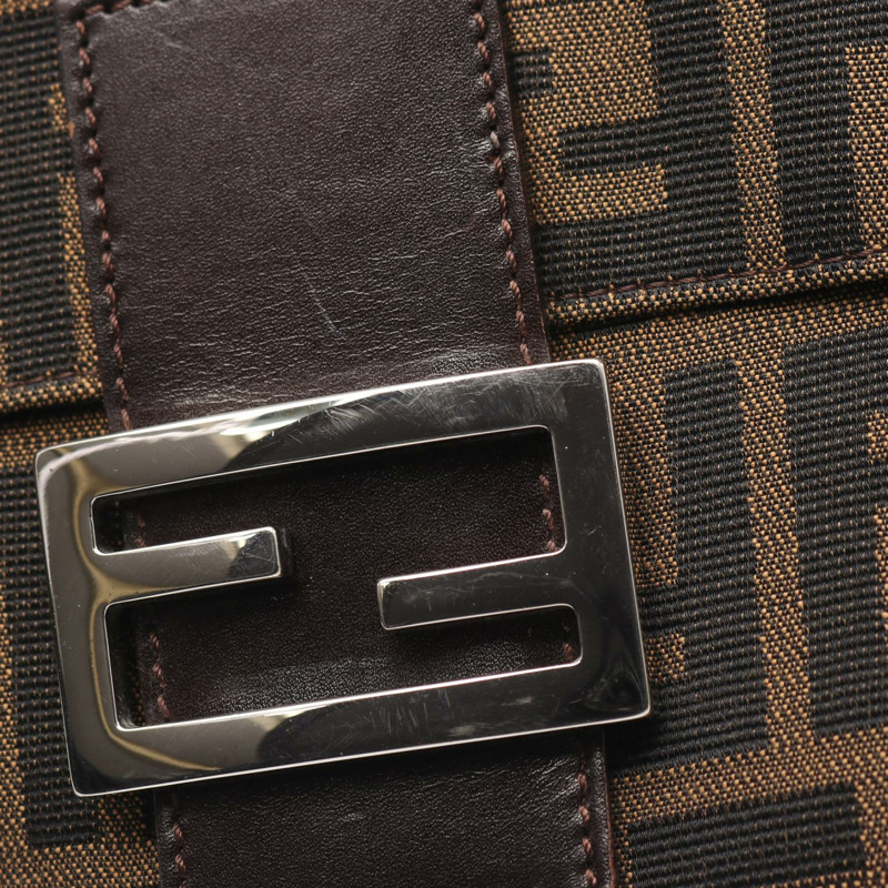 FENDI Mamma 水桶肩背包 帆布皮革 棕色 黑色 二手 女士-5