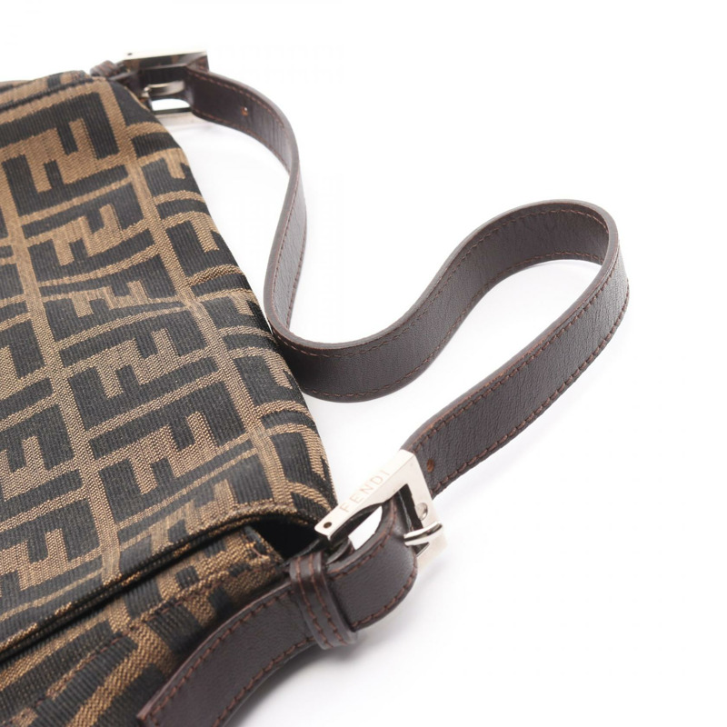 FENDI Mamma 水桶肩背包 帆布皮革 棕色 黑色 二手 女士-6