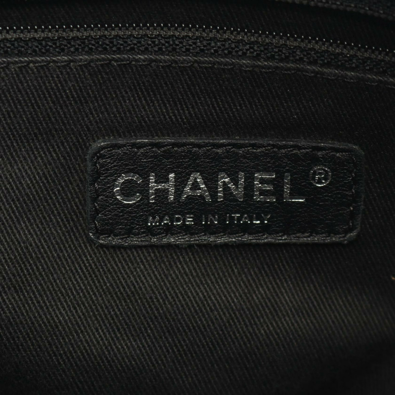 香奈兒巴黎紐約系列手提包，尼龍皮革材質，黑色，二手，女士CC Coco標誌-3