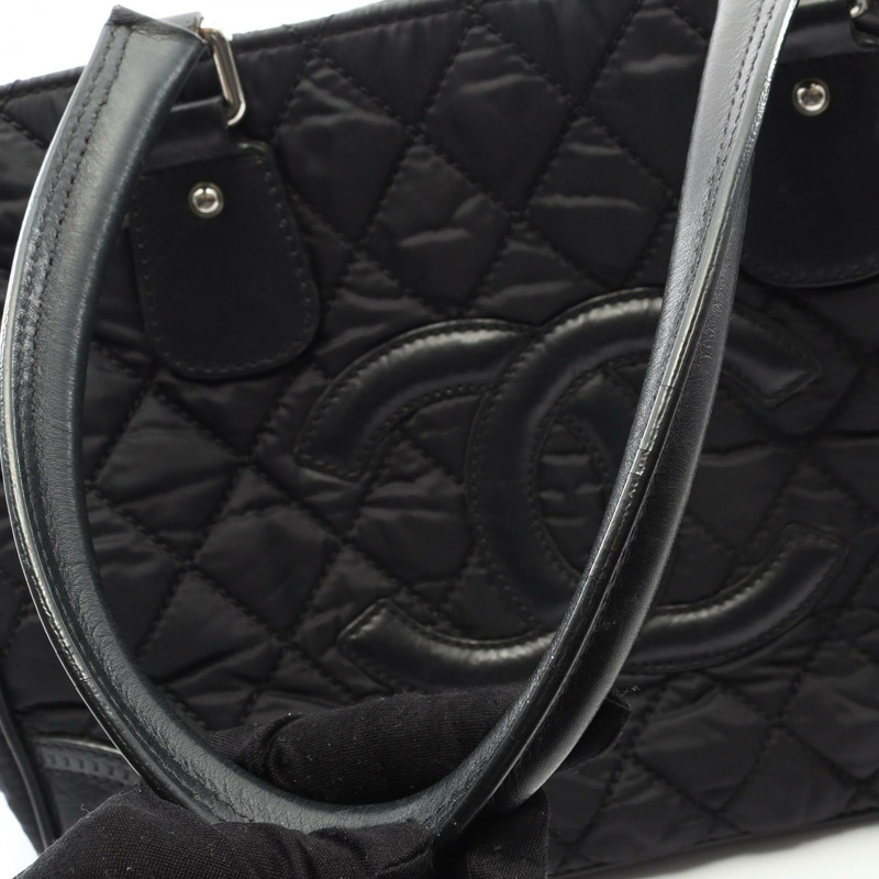 香奈兒巴黎紐約系列手提包，尼龍皮革材質，黑色，二手，女士CC Coco標誌-6