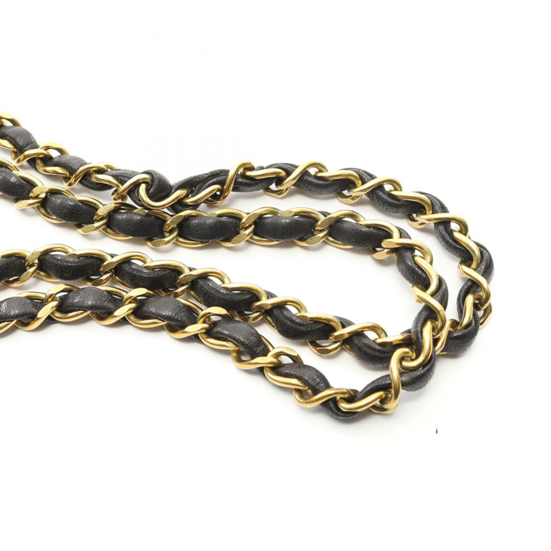 香奈兒 (CHANEL) Matelasse W 翻蓋鏈條單肩背包，羊皮材質，黑色，二手，金色五金，CC-11