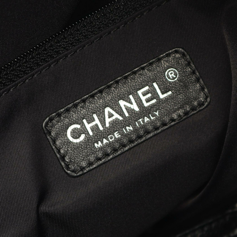 香奈兒 (CHANEL) Paris Biarritz MM 手提包，PVC塗層帆布皮革，黑色，二手，女士 CC-3