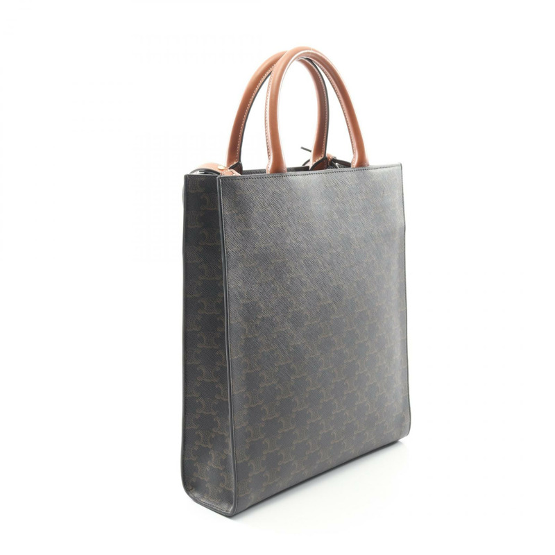 CELINE 小號筆電 Cabas Triomphe 托特斜背包，帆布皮革材質，二手-1