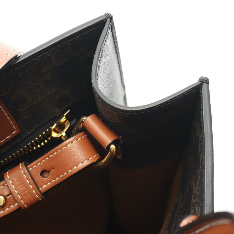 CELINE 小號筆電 Cabas Triomphe 托特斜背包，帆布皮革材質，二手-4