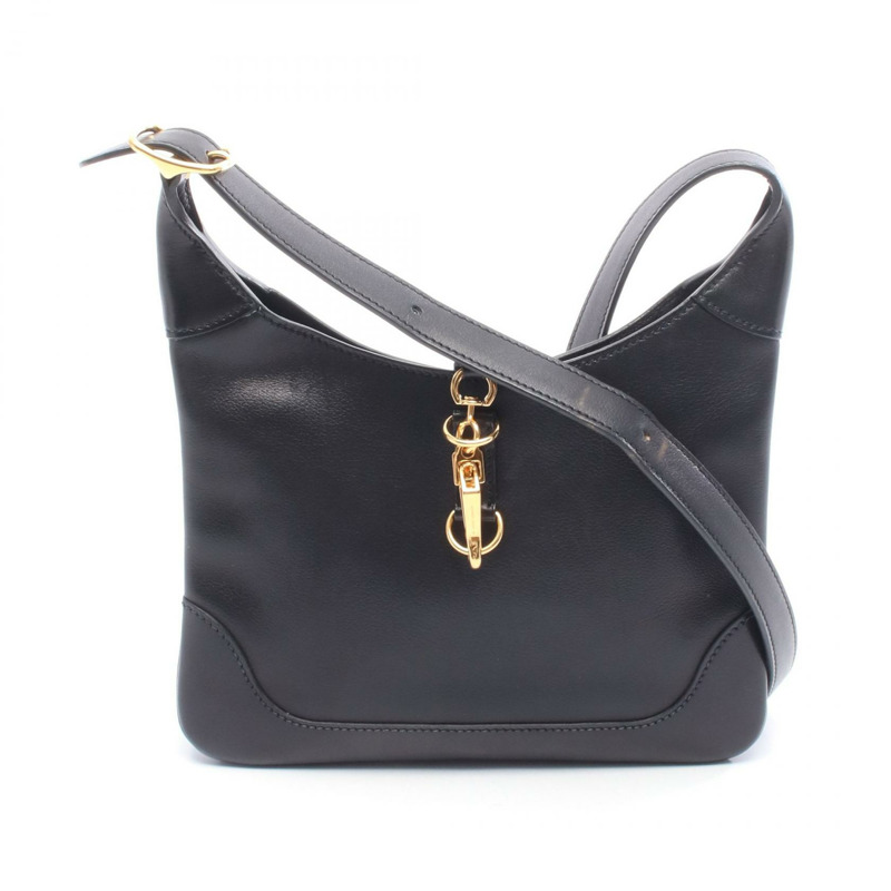 愛馬仕 Trim24 Duo 肩包/斜背包，Evergrain 皮革，黑色，二手，金色五金-0