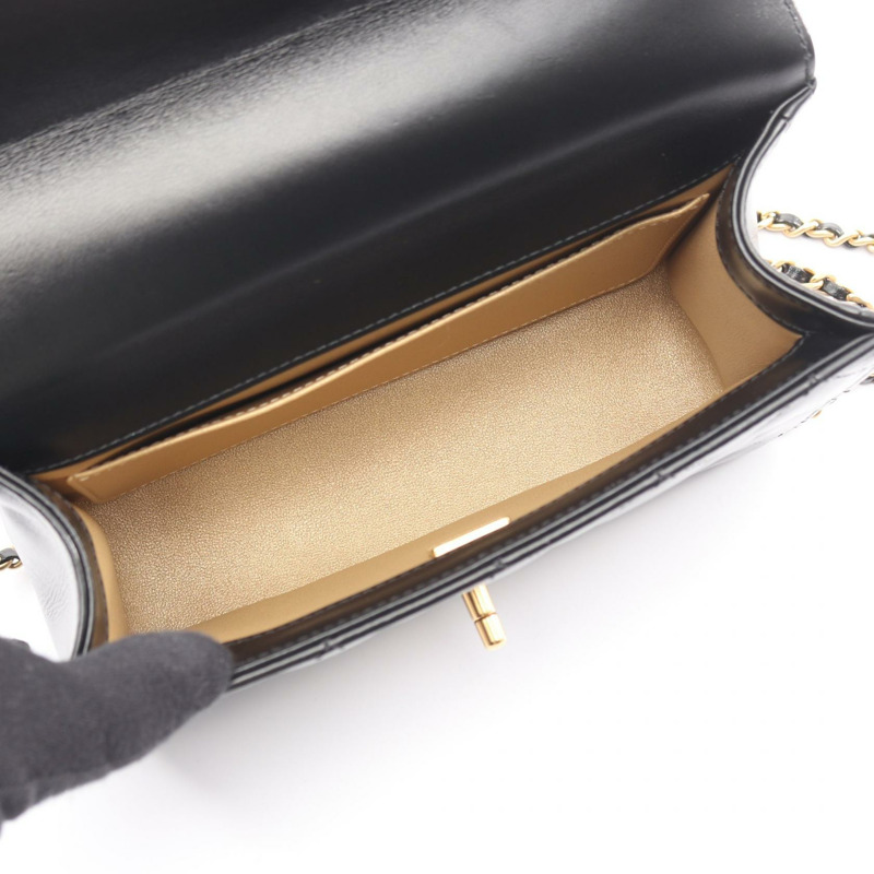 香奈兒 (CHANEL) 絎縫鏈條斜背包 AS2615 羊皮 黑色 GHW-2