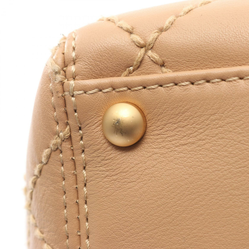 香奈兒 (CHANEL) 野性縫線托特單肩包，米色皮革，二手，女士，金色五金-8