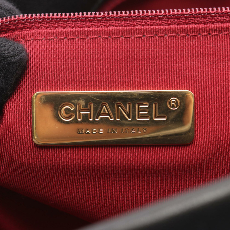 香奈兒 19 dix-neuf 超大鏈條單肩包 羊皮 黑色 二手 女士-3